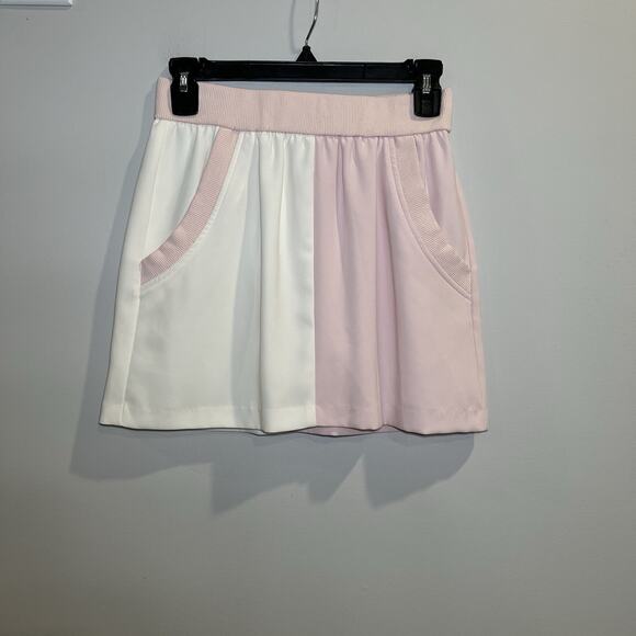 Amanda Uprichard Frankie Mini Skirt Size XS Revolve Pink And White Side Pockets - Picture 1 of 5